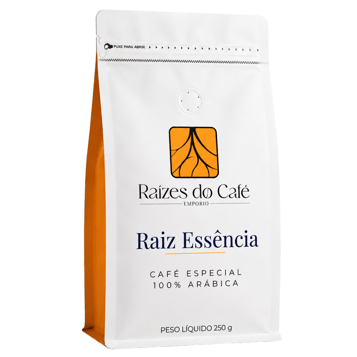 Café especial Raiz Essência em embalagem branca